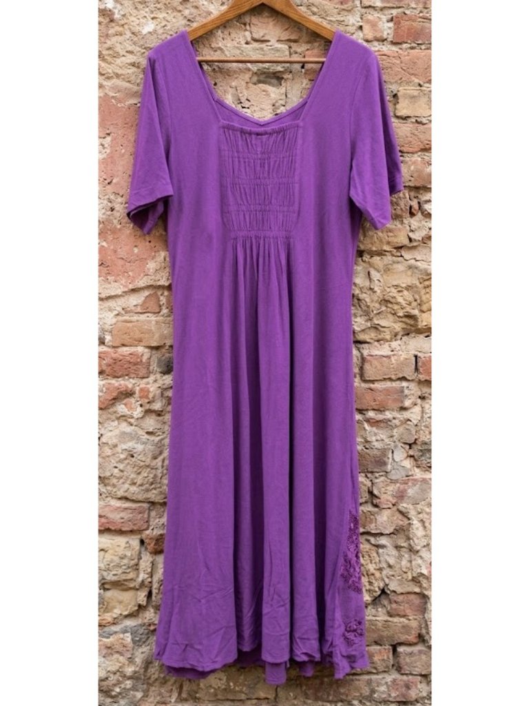 Holy Clothing New Sz L Maxi Dress Purple Embroidered Flared Ren Faire Fairy Long — image 2 of 3